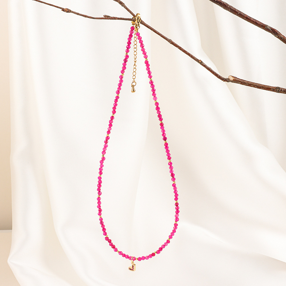 20g Weight Necklace Classification 1 Piece Quantity Travel Occasion Alloy, Agate Material Heart Shape Pattern Women's Gender Beaded Design Ethnic Style, Bohemian Style Ethnic Style Bohemian Heart Shape Alloy Agate Necklace In Bulk 17