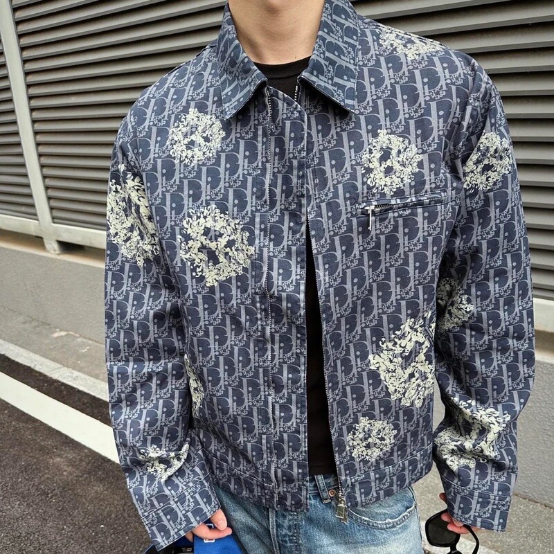 In-Stock Collaboration Floral Zipper Limited Edition Full-Print Denim Jacket Celebrity Style Men's Top In-Stock Collaboration Floral Zipper Limited Edition Full-Print Denim Jacket Celebrity Style Men's Top