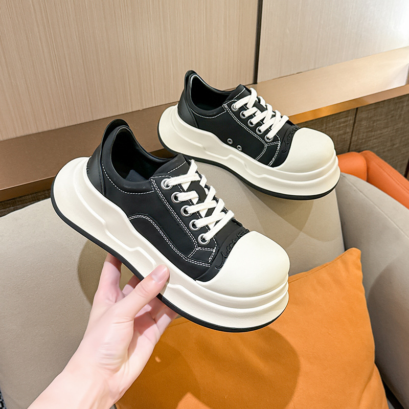 Suede Mickey Mouse Platform Shoes for Women 2024 New American Retro Casual Thick-Soled Height-Increasing Canvas Shoes Loafers