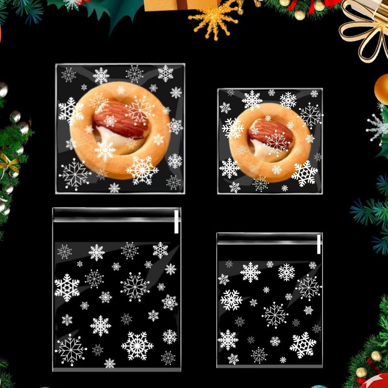 クリスマススノーフレークジップロックバッグキャンディバッグ粘着バッグベーキング包装クッキースノーフレークビスケットOPPバッグ卸売|undefined