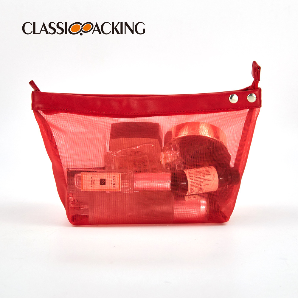 2022 bolso cosmético simple del estilo japonés y coreano malla bolso cosmético del almacenamiento del bolso del lavado de la capacidad grande con el logotipo impreso