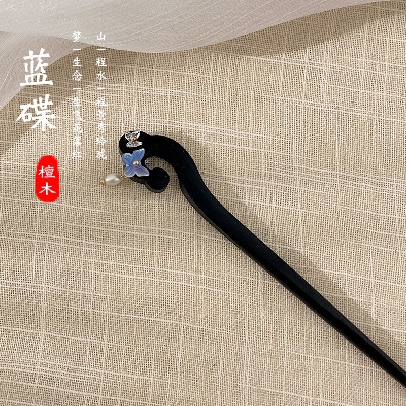 中国风韵味！国风桃木花朵发簪！新中式高级感盘发钗子气质发饰|undefined