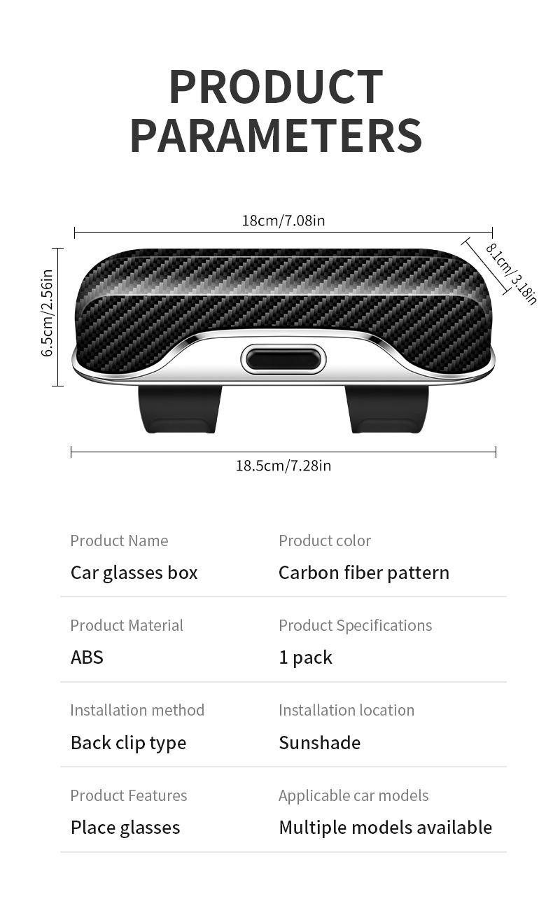 Car Glasses Case, One-Click Opening Sun Visor Storage Box for Car Sunglasses, High-End