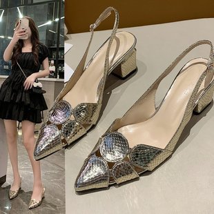 High Heel Sandals Women's 2023 Summer New Arrival Korean Style Fashionable Pointed Toe Shallow Top Toe Women's Sandals