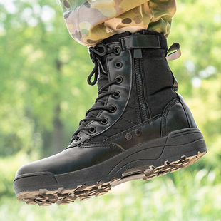 New Side Pull Combat Boots Men's Shoes Outdoor Shoes High-top Tactical Boots Summer Security Shoes Casual Mountaineering Shoes Adult