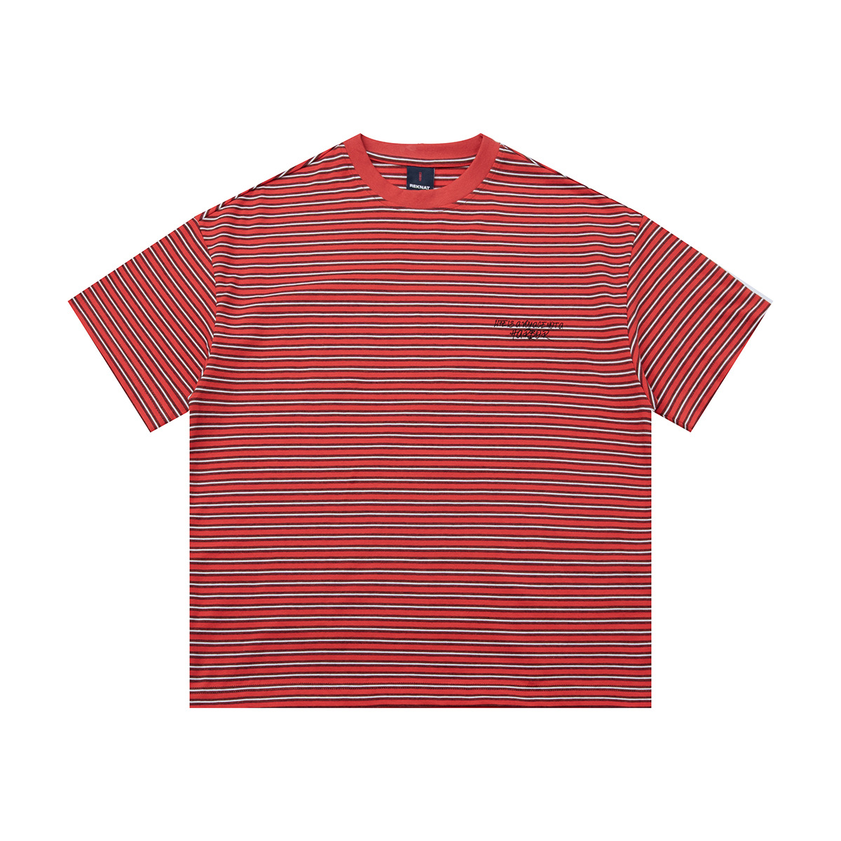 Guye Men's Clothing 2026 Summer New 260g Heavy T-shirt Men's Striped Short-sleeved T-shirt Color Matching Printing Tee_voghion.com