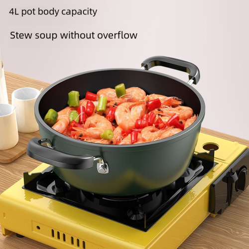 Gift Crystal Red and Green Non-stick Wok 30cm Large Size 10L Large Capacity Electric Stove Gas Stove Cookware