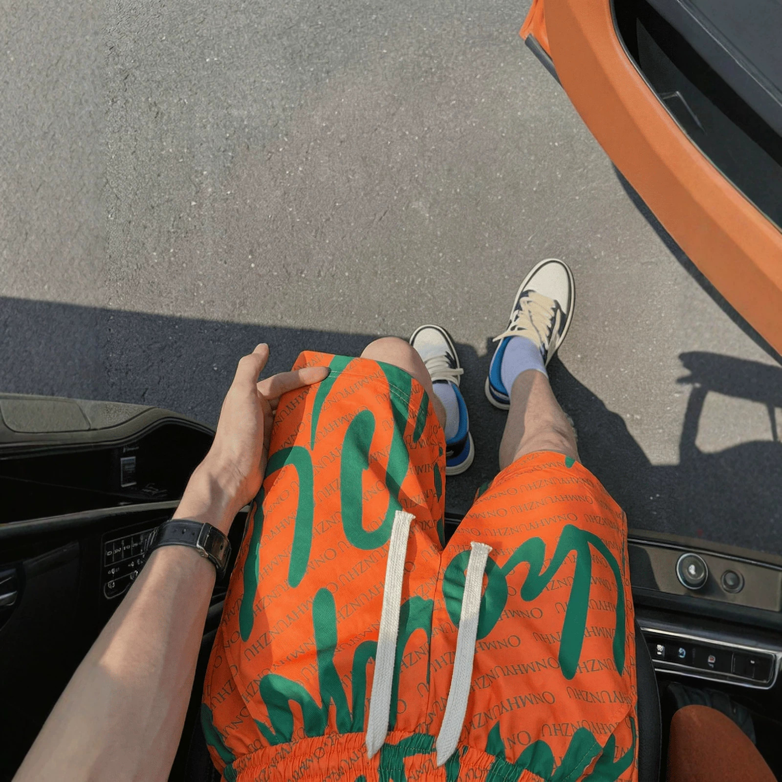 Men's Summer Letter Print Shorts Lightweight Loose Fit 5-Inch Inseam Casual Streetwear Short Pants_viptrois.com