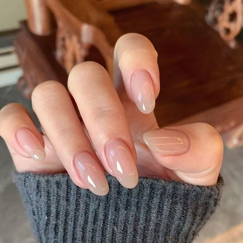 Hanhan Wears Simple and High-End Handmade Nails, White Nude Color, Gentle and Removable Manicure Nails, Handmade Nails