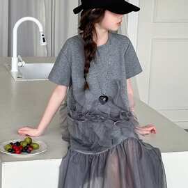 女童连衣裙夏季2025新款中大童时尚气质法式设计感连衣裙棉有吊牌