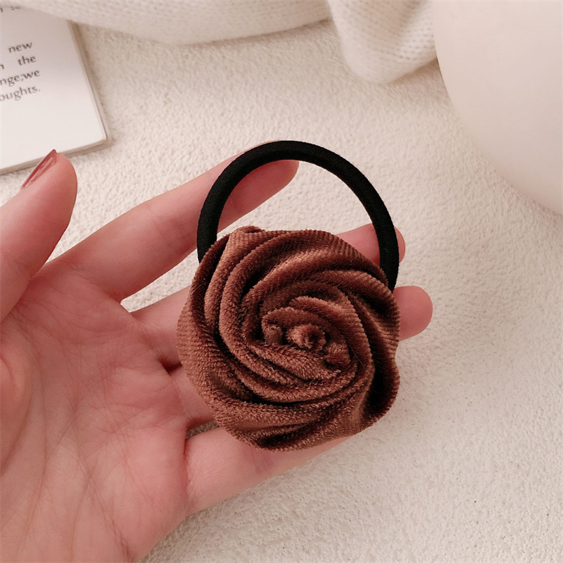 Nuevo estilo coreano de otoño y invierno de seda minimalista flores de cabello anillo de cabello cuerdas de cabello flores de cola de caballo cuerdas de cabello mujeres