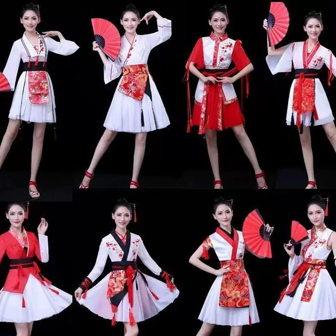 Комплект ханьфу в китайском стиле COSSING, группа девочек Hanfu, яркий лунный красный танец желаний, студенческий танец в древнем стиле, короткое представление