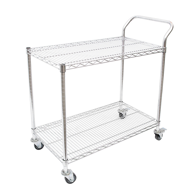 Factory warehouse silent material picking and sorting two-story single armrest cart workshop turnover wheeled tool cart