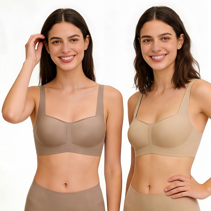 Women's Seamless Strapless Bra Foundation Smooth Soft Support Thin Jelly Square Neck Comfortable Underwear_voghion.com