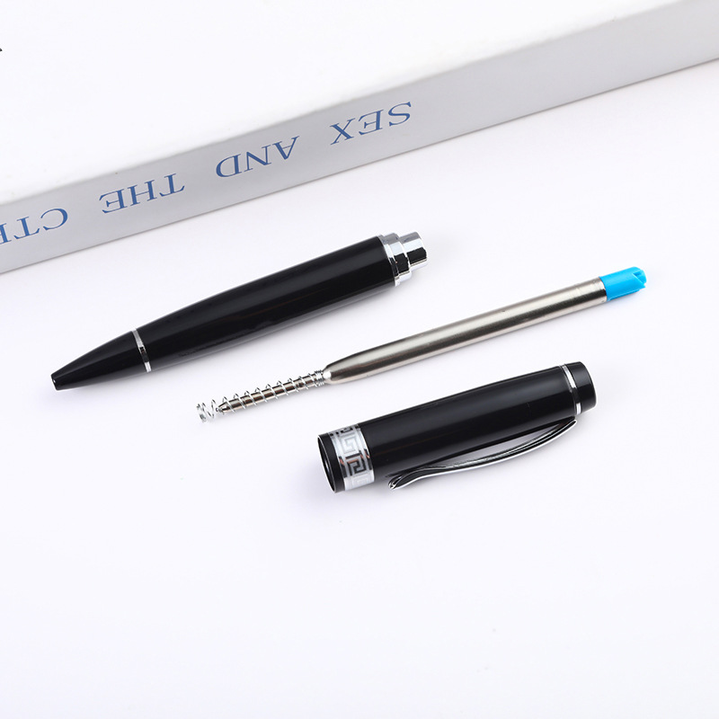 En stock negro bolígrafo metal regalo de negocios de alta gama metal pluma Impresión logotipo publicidad Oficina pluma de aceite