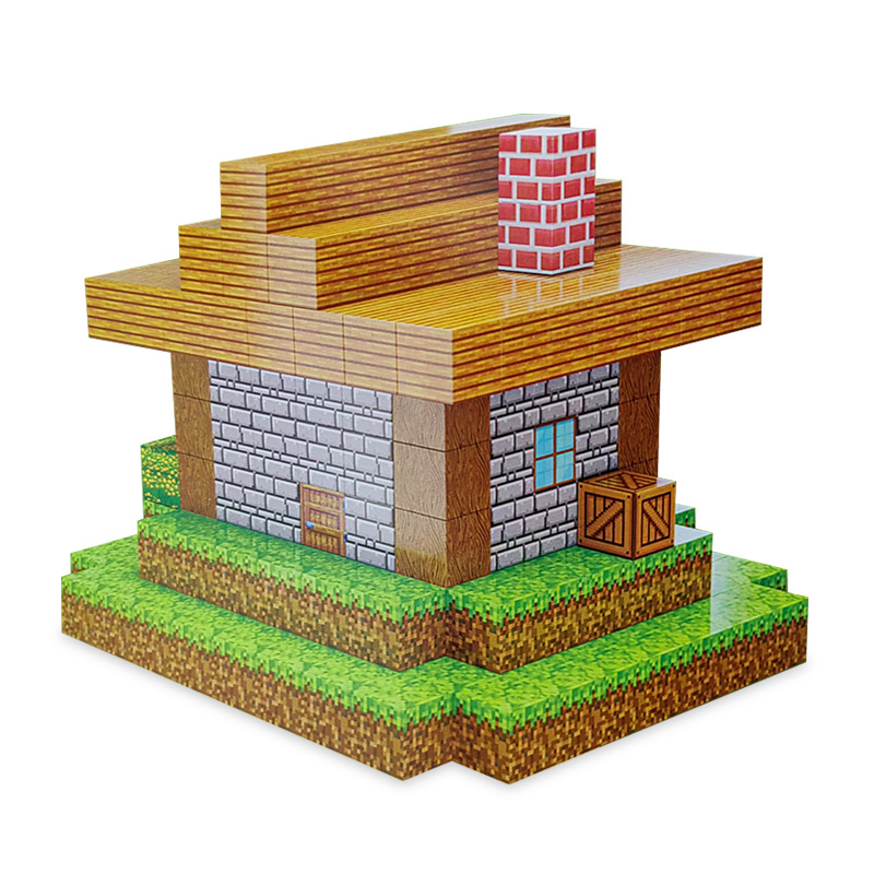 Cross-border Hot-selling Magnetic Square Assembled Magnetic Rubik's Cube Building Blocks Toys Peace Elite Boys Magnet Building Blocks