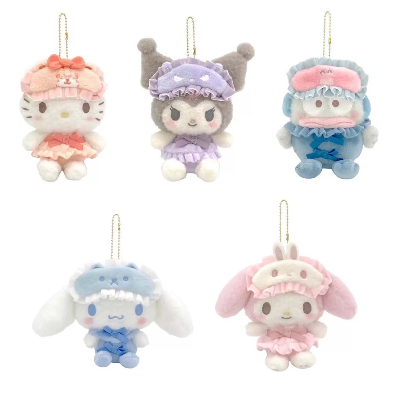 日本のかわいいキティ クロミメロディー シナモンドッグ アイマスク パジャマシリーズ ぬいぐるみ ペンダント|undefined