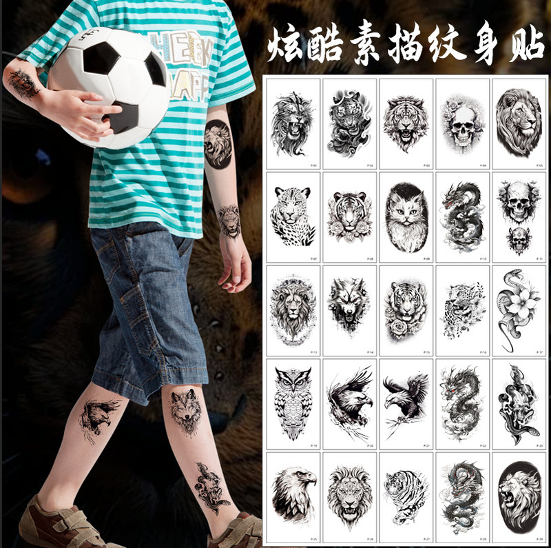 Cross-border New Arm Tattoo Sticker High-end Personality Trendy Men Half-arm Tattoo Wolf Tiger Lion Tattoo Sticker Cross-border New Arm Tattoo Sticker High-end Personality Trendy Men Half-arm Tattoo Wolf Tiger Lion Tattoo Sticker
