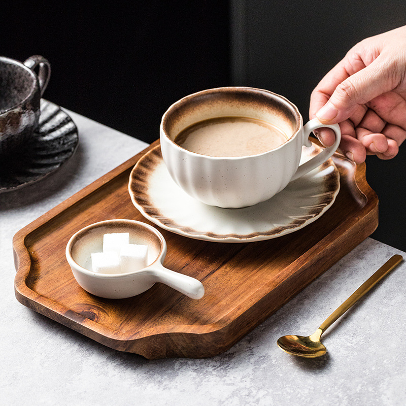 Taza de café de cerámica japonesa elegante taza retro lujoso café de alta calidad taza de cerámica de té de la tarde