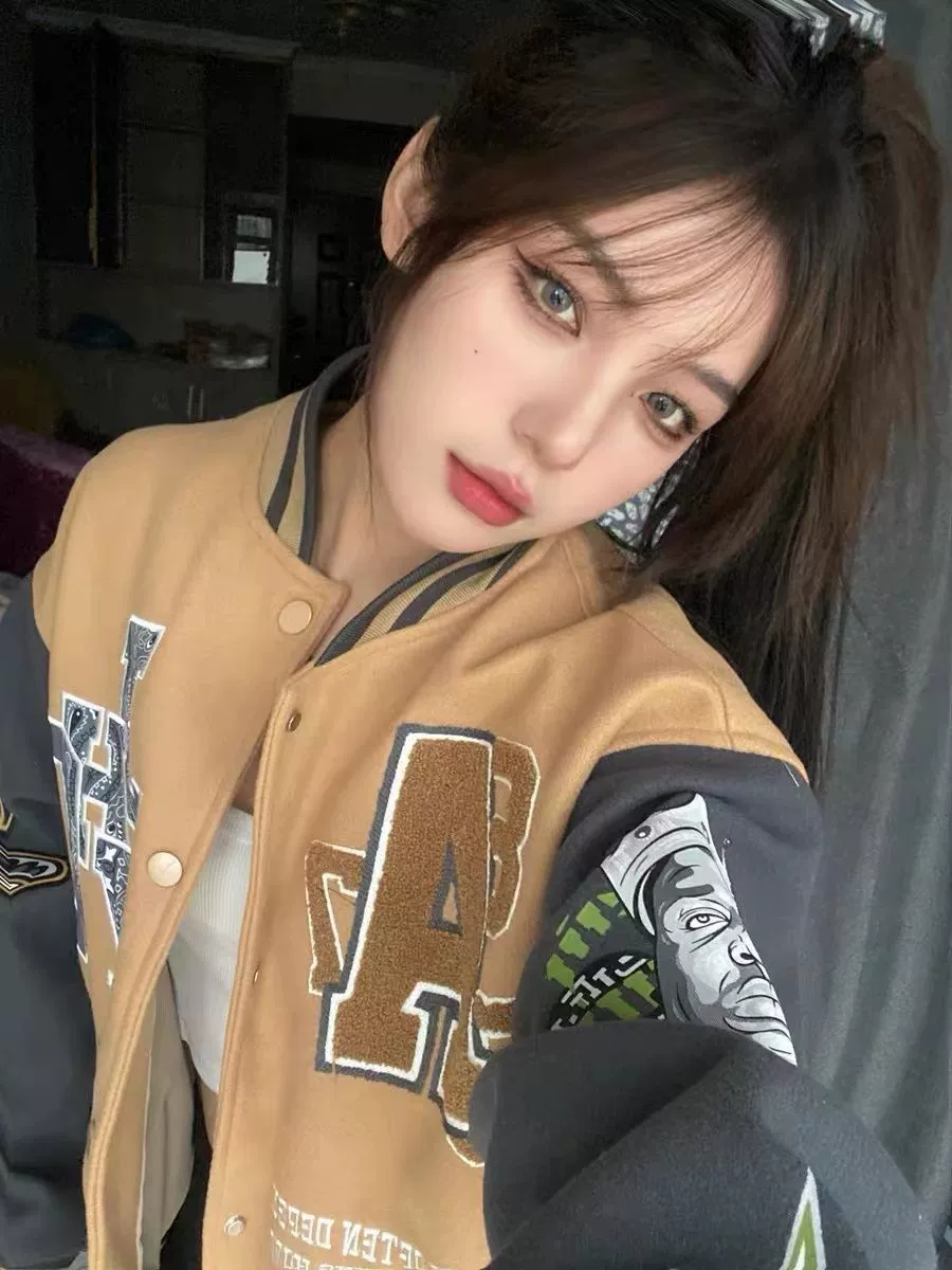 Men Women Letter Embroidery Varsity Jackets Japanese Thin Oversized Spring Autumn Baseball Jacket Coat Hip Hop Harajuku College jean jacket men