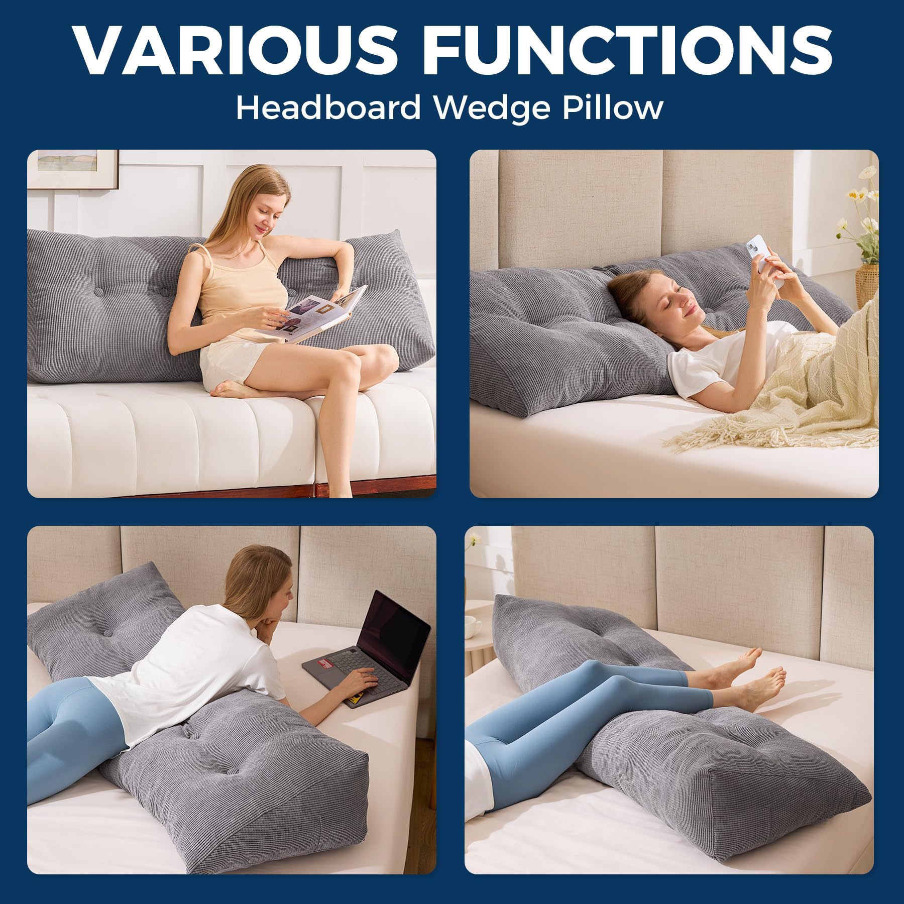 Transfronterizo triangular almohada de cabeza de trabajo de lectura de cabeza de cama bolsas de respaldo sofá almohada de dormitorio almohada de cuña de cintura