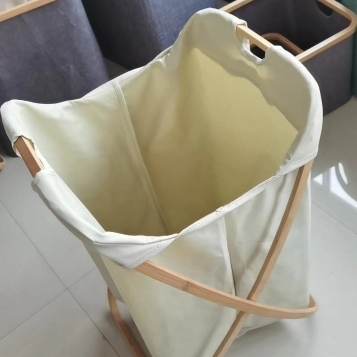 Cesta de ropa sucia de bambú con bolsa interior, ideal para baño, lavadero o ducha