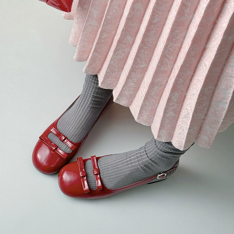 Новый вишнёвый Baotou задний - пустые сандалии женские на круглой голове корейская версия темперамент лёгкие, обувь без каблука с бантом