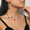 Crystal, jewelry for bride, silver necklace and earrings, set