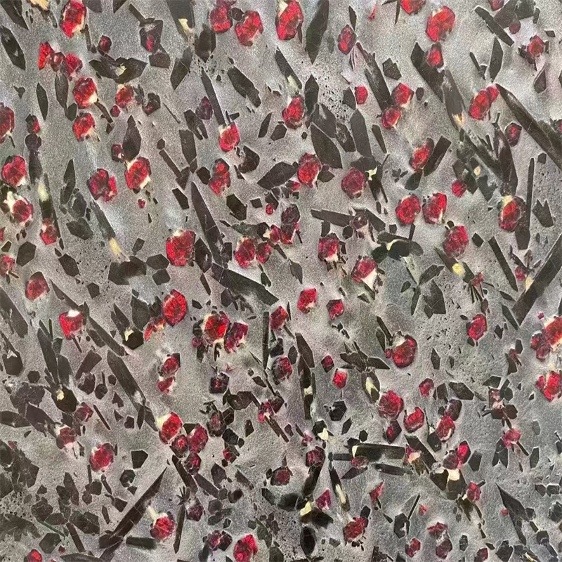 Black Stone Pomegranate Red Natural Marble Translucent Luxury Stone Background Wall Entrance Shower Room Wash Basin Customization