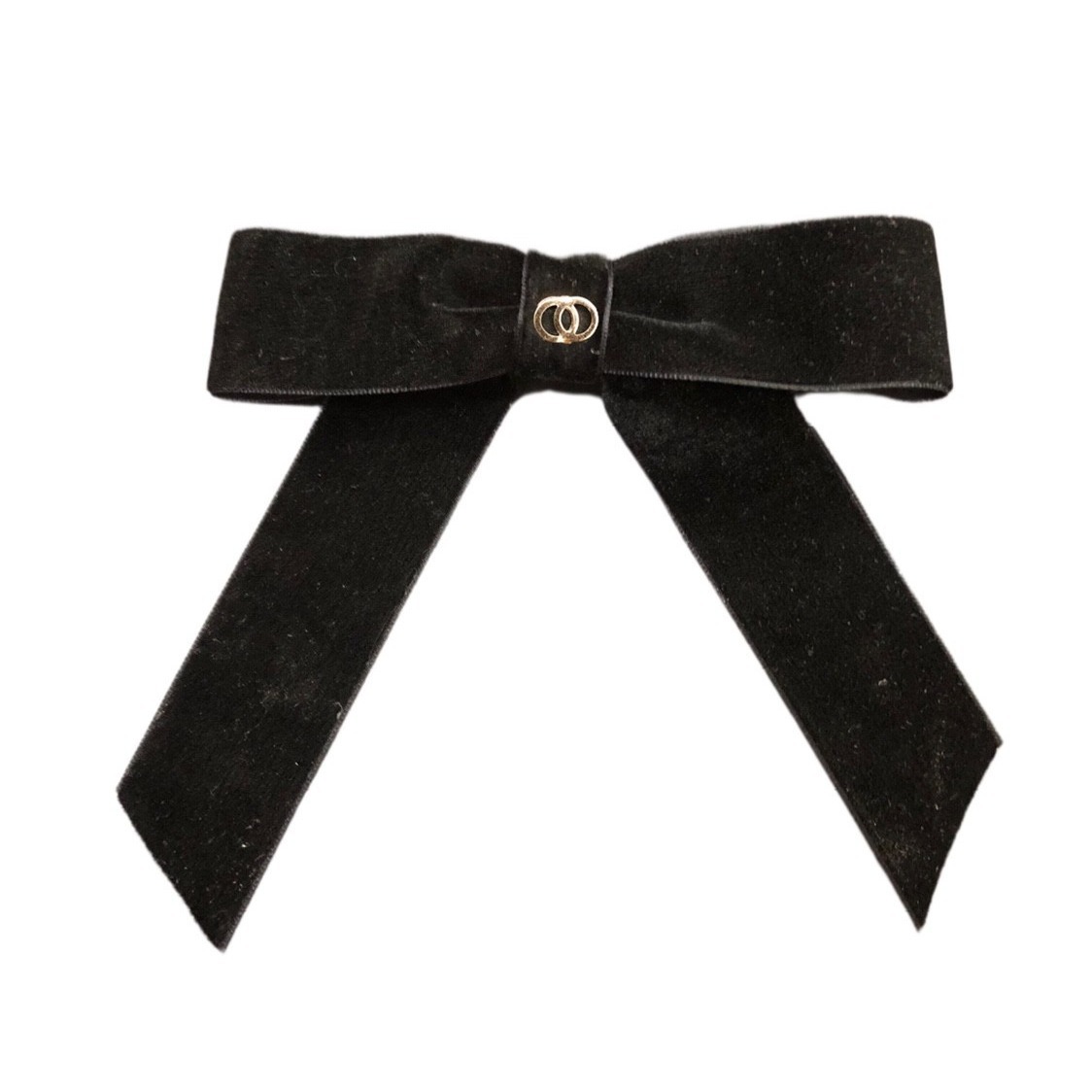 14cmx14 Chanel estilo cinta nuevo negro Cisne terciopelo arco oro estándar gran horquilla image 4