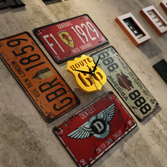 A12 Large Industrial Style Retro Glowing Decorative Poster License Plate Combination Frame LED Strip Photo Wall