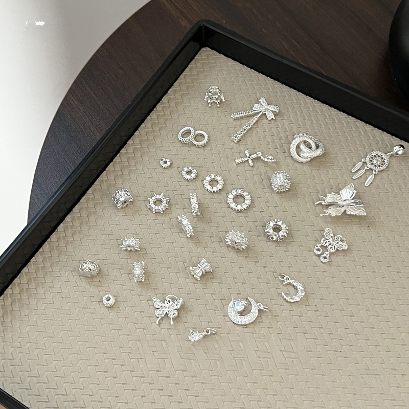 A水晶DIY 亮银色控 百搭个性水晶手串隔片隔珠提溜吊坠配件Y