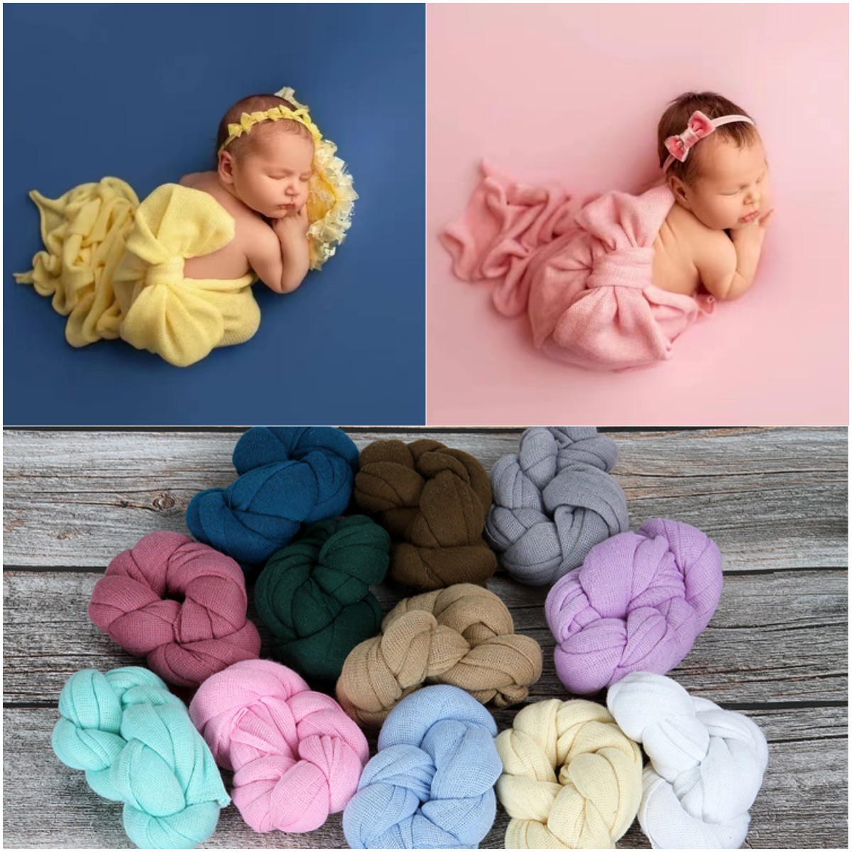 Children's photo props wrapped with pure color sweet infant bow…