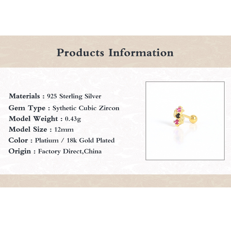 1 Piece Simple Style Geometric Plating Inlay Sterling Silver Zircon Ear Studs display picture 2