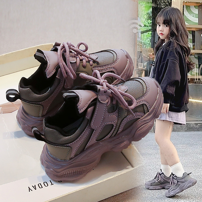 女童运动鞋2025春秋新款防滑减震儿童老爹鞋时尚中大童女孩跑步鞋