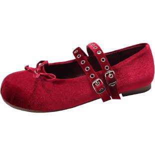 Zapatos de ballet de terciopelo de doble botón, zapatos de mujer, suela suave de noche, 2025 nuevos zapatos de arco francés, Mary Jane.