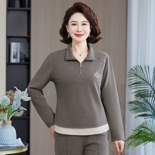 中老年妈妈春季时尚套装舒适显瘦女春秋休闲外套运动服两件套