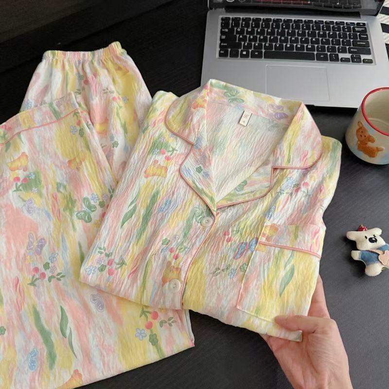 Cloud Cotton Pajamas Spring & Fall Girls Long-Sleeved Pants Summer Sweet Cartoon Cute Soft Wearable Home Clothes Set Cloud Cotton Pajamas Spring & Fall Girls Long-Sleeved Pants Summer Sweet Cartoon Cute Soft Wearable Home Clothes Set