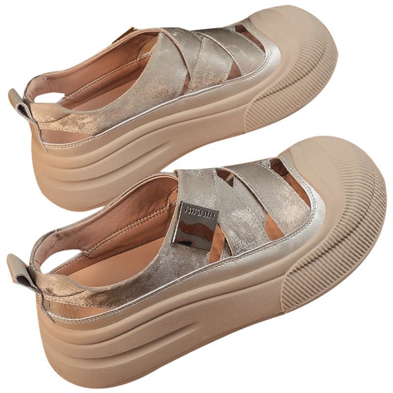 Sandalias suaves de base suave para mujeres 2024 verano nuevo muffin de verano universal un pedaleo de sandalias casuales de base gruesa para mujeres