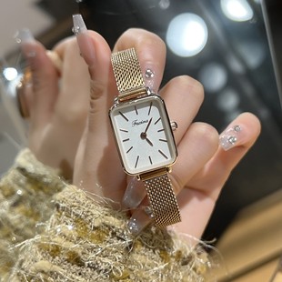 Cross-border new luxury waterproof simple stainless steel mesh strap waterproof watch for women business small square watch women's watch