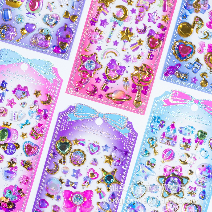 YT мультфильм детский трехмерный Бронзовый Кристалл самоклеящийся декоративный ручной счет блестящие любовные награды рельефные наклейки оптом