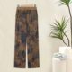 2025 New Women's Summer Thin Satin Printed Straight-Leg Pants All-Match Slimming Trousers Women's Wide-Leg Pants