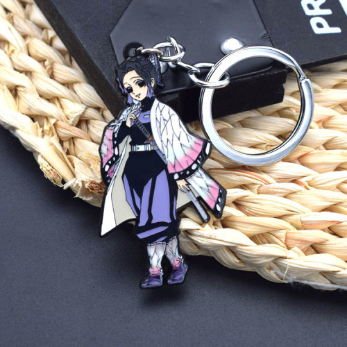 Two-dimensional animation peripheral Demon Slayer: Butterfly Ninja Insect Pillar Q version metal keychain pendant jewelry