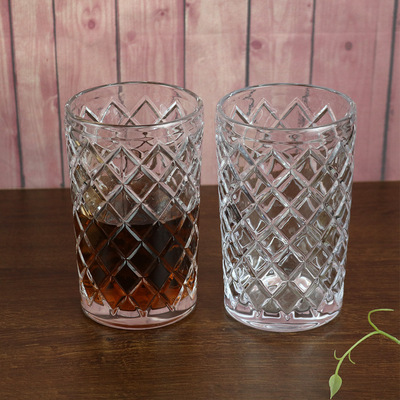Glass Cocktail glass Japanese transparent Mechanism grid Water cup bar flagon 500 Ml shaker