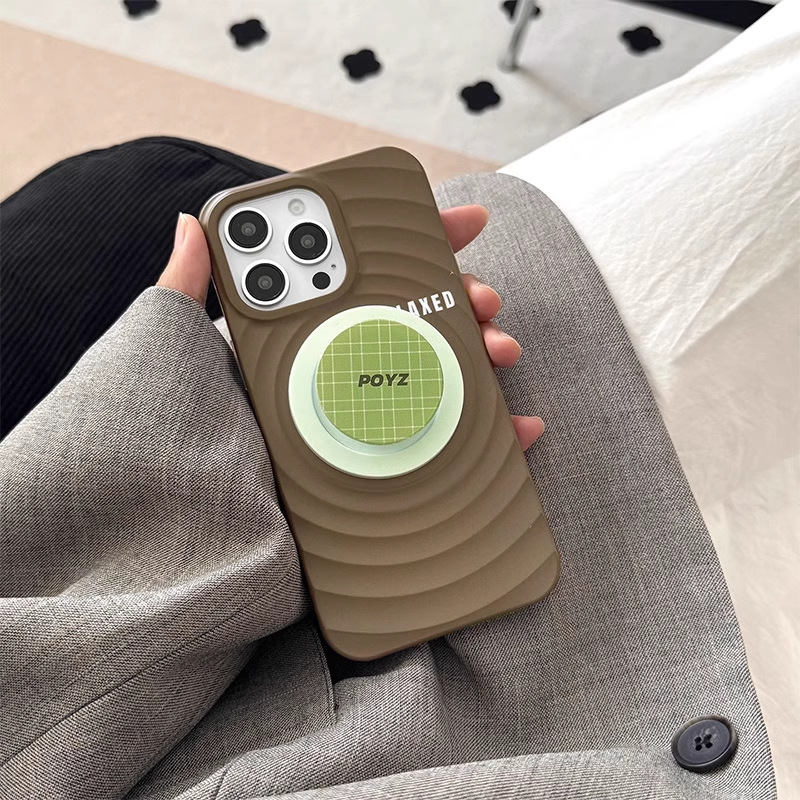 Funda magnética sencilla de color liso con patrón de ondas para iPhone 17 Pro Max, soporte a cuadros, compatible con iPhone 14, 15, 13, 16 Pro Max, para parejas