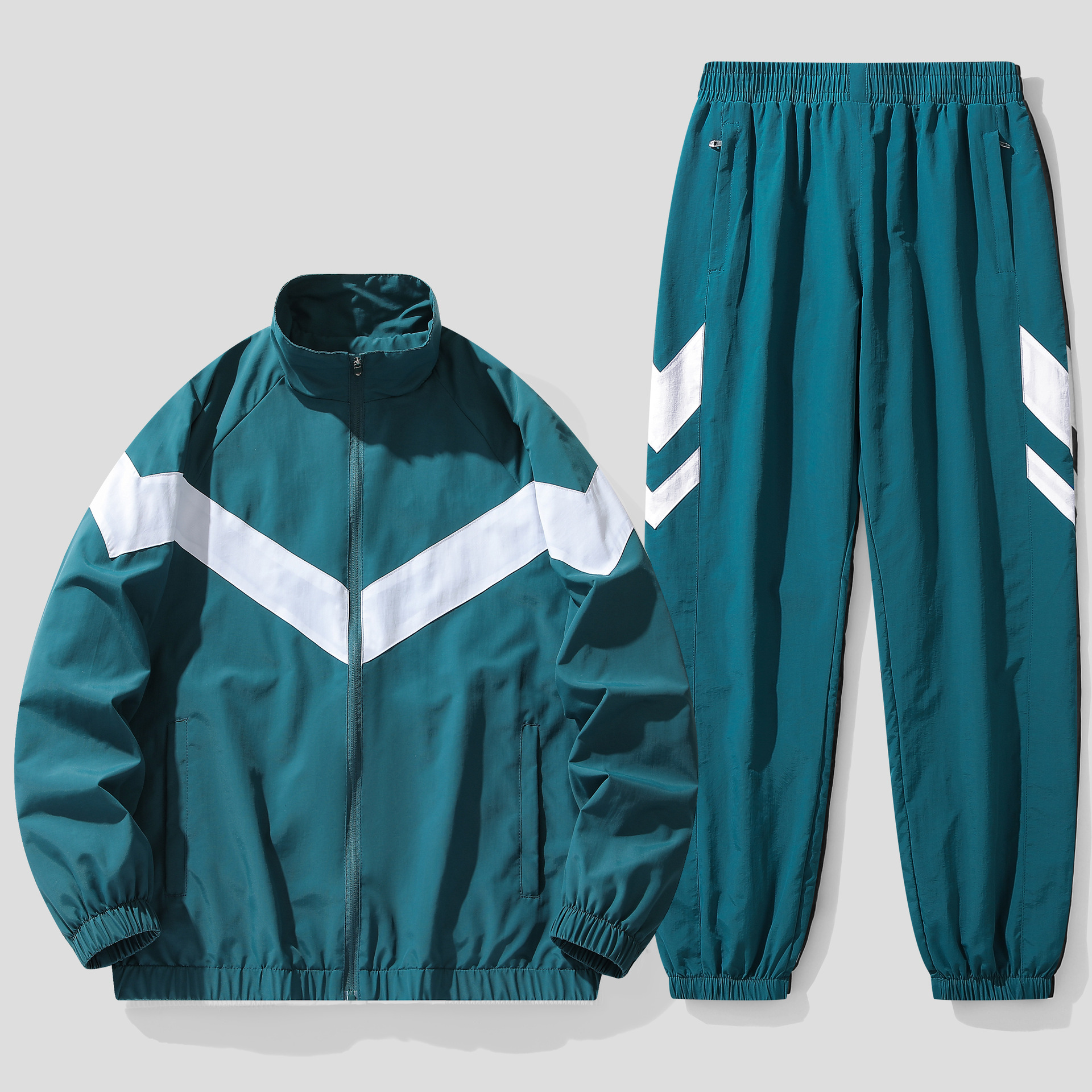 Cardigan de cuello vertical, malla transpirable Taslon, chaqueta de hombre, pantalones casuales deportivos, uniformes escolares de secundaria
