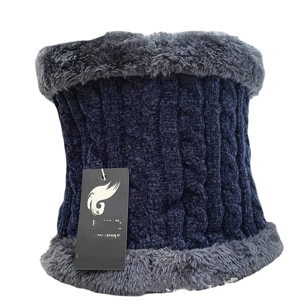 Chenille Neck Gaiter for Men and Women, Winter Jacquard Neck Gaiter, Fleece-Lined, Thickened, Warm, Neck-Protecting, Raw Edge Neck Gaiter