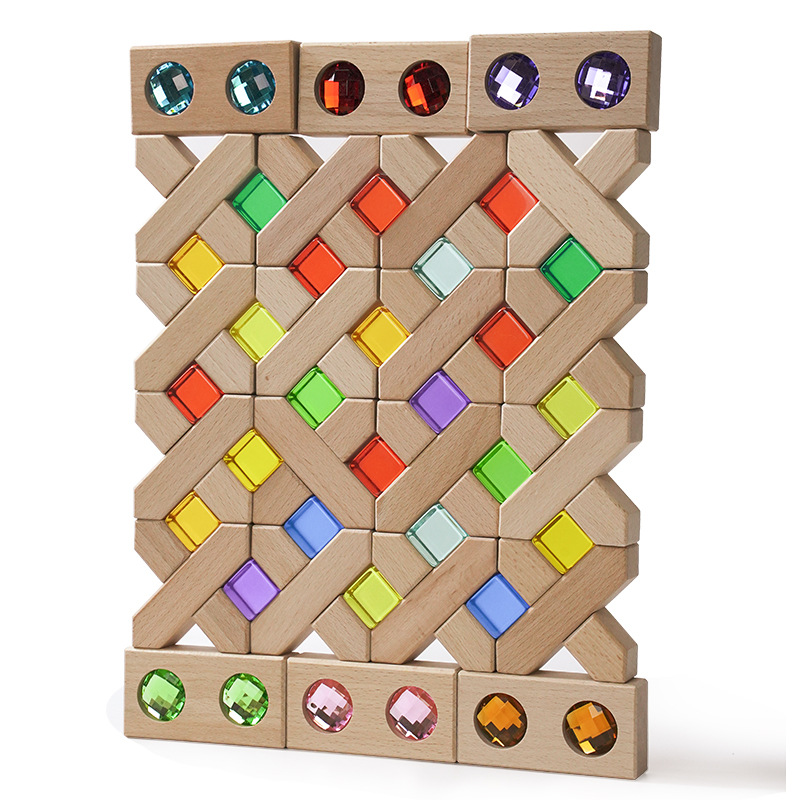 Bloques de construcción de GEMA de cristal acrílico bloque de arco iris Cubo de alta transmisión de Luz Juguetes Educativos sensoriales de jardín de infantes para niños