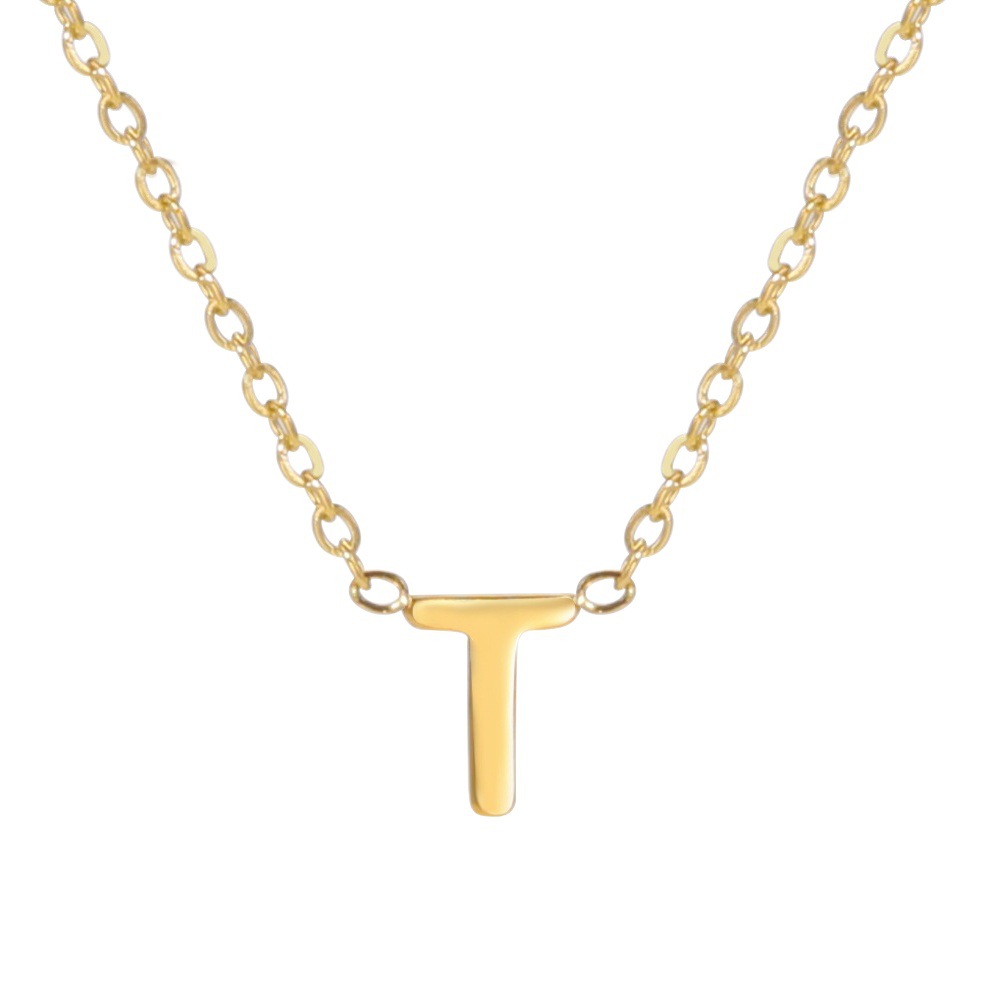 Estilo europeo y Americano de corte transfronterizo 26 letras 18K chapado en oro real no se desvanece joyería 304 Material Collar de Acero Inoxidable