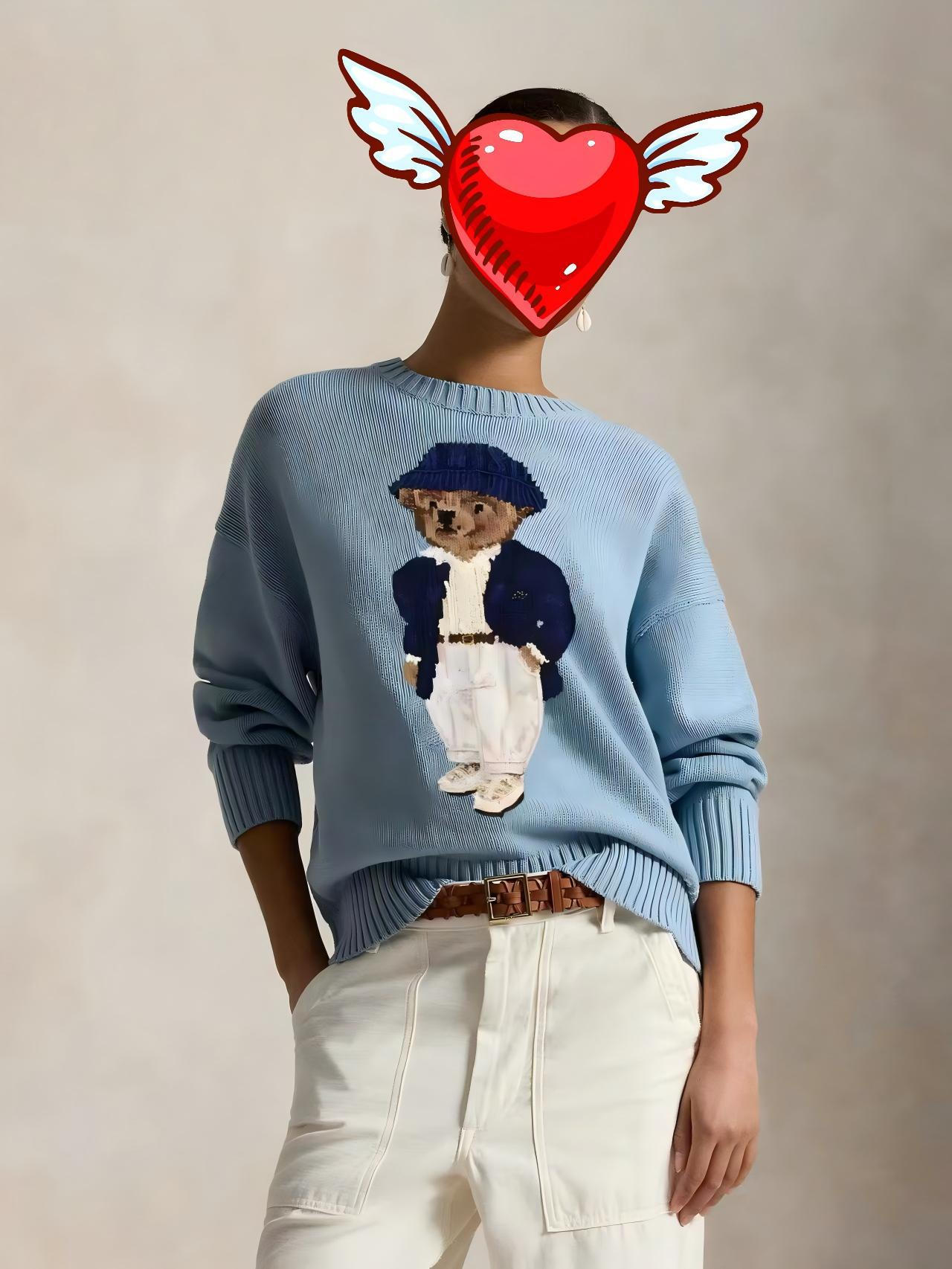 R~American College Style Bear Knit Sweater